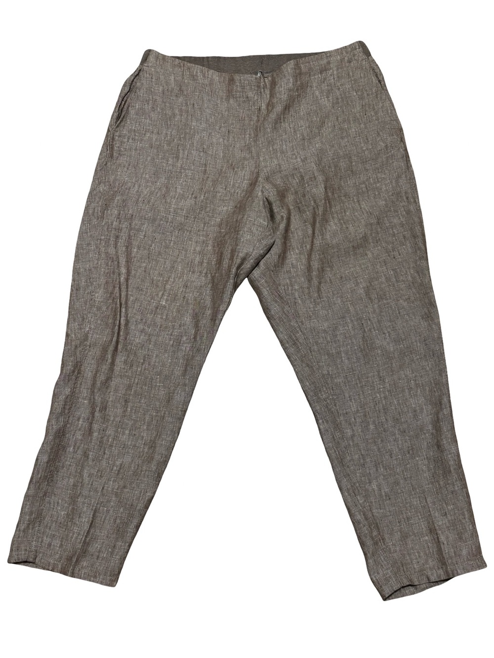 J. Jill 100% Linen 1/2 Band Office Relaxed Minimalist Taupe Brown Pants Medium